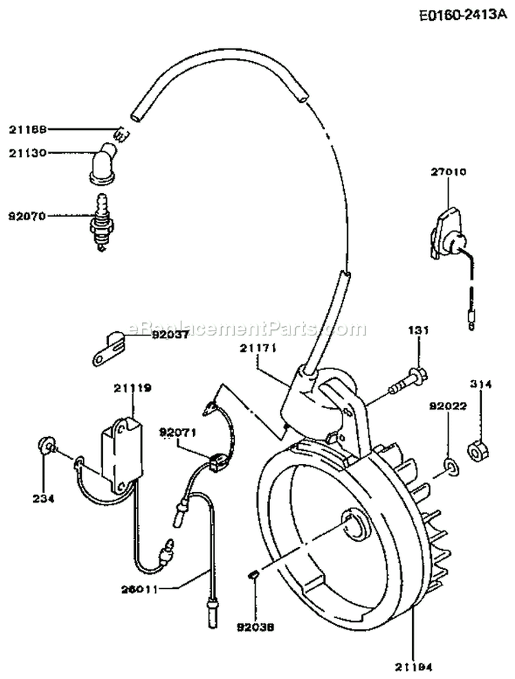 Page F Diagram and Parts List for FA210D CM81 Kawasaki Engine