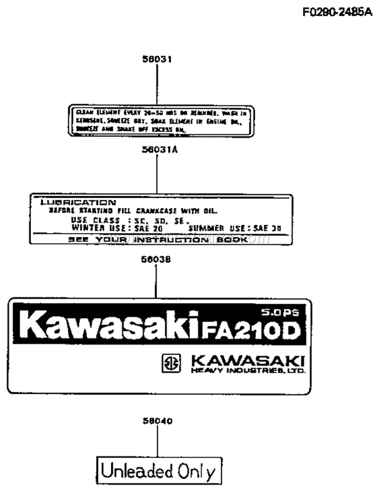 Page H Diagram and Parts List for FA210D CM81 Kawasaki Engine