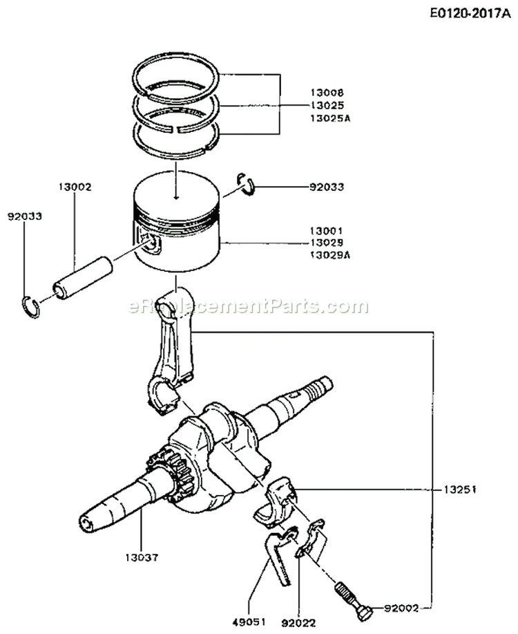 Page J Diagram and Parts List for FA210D CM81 Kawasaki Engine