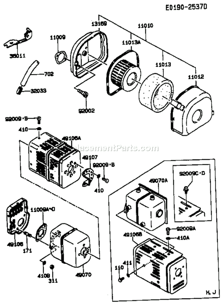Page A Diagram and Parts List for FA210D HS01 Kawasaki Engine