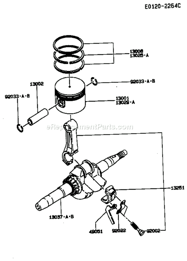 Page J Diagram and Parts List for FA210D HS01 Kawasaki Engine