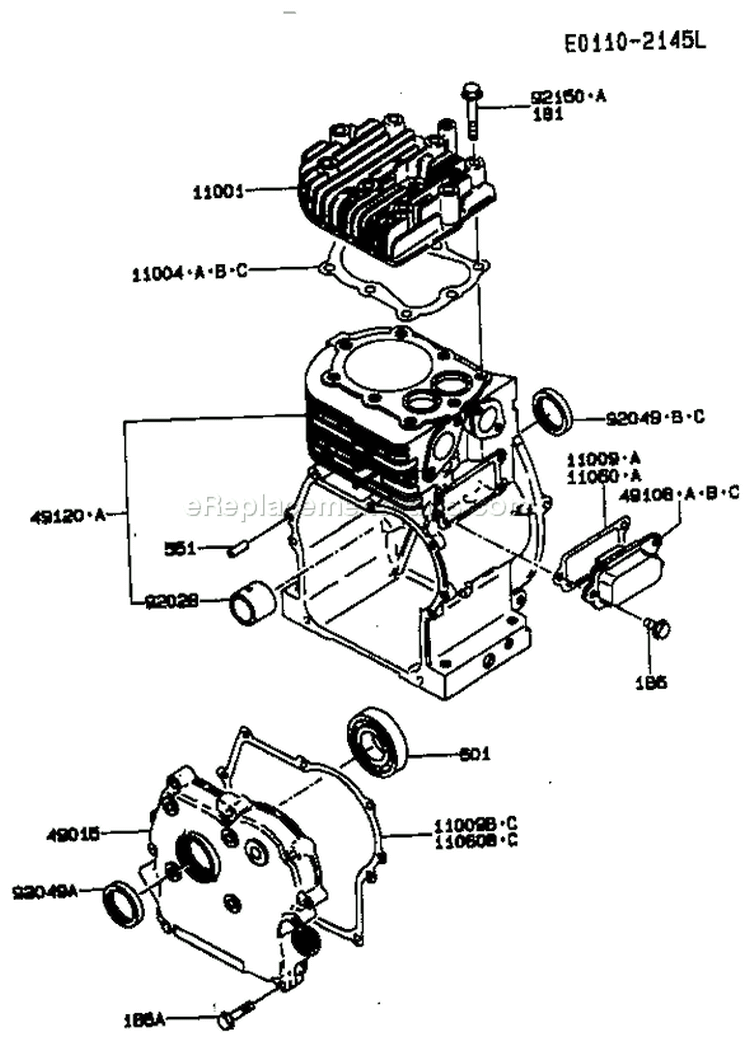 Page E Diagram and Parts List for FA210D HS01 Kawasaki Engine