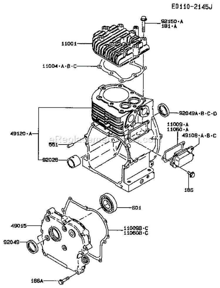 Page E Diagram and Parts List for FA210D GS05 Kawasaki Engine