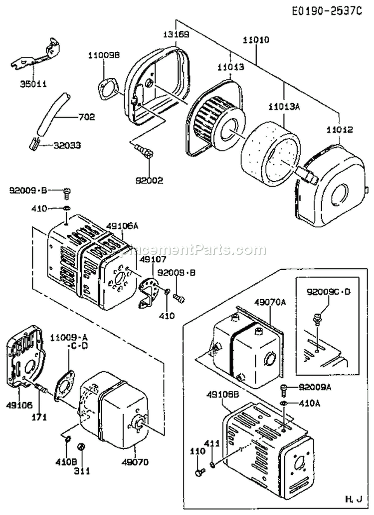 Page A Diagram and Parts List for FA210D GS07 Kawasaki Engine