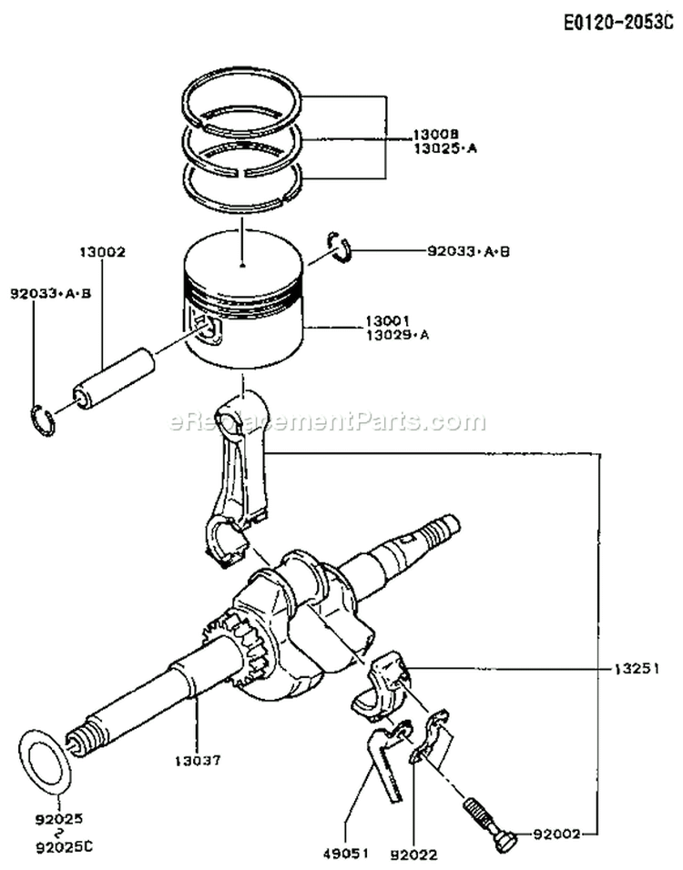 Page J Diagram and Parts List for FA210D GS07 Kawasaki Engine