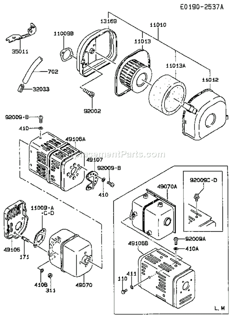 Page A Diagram and Parts List for FA210D MS00 Kawasaki Engine