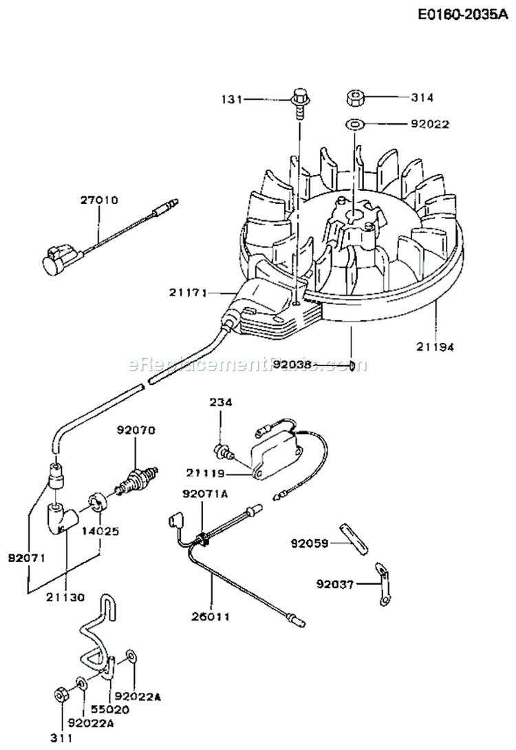 Page F Diagram and Parts List for FA210R AS02 Kawasaki Engine