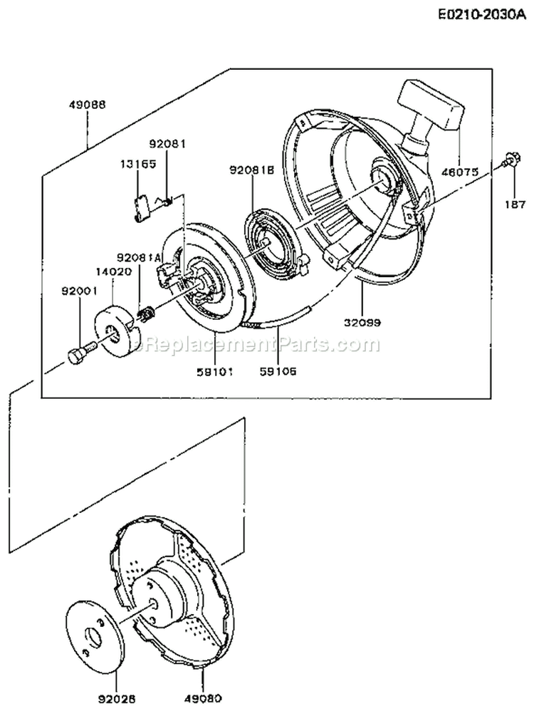 Page K Diagram and Parts List for FA210R AS02 Kawasaki Engine