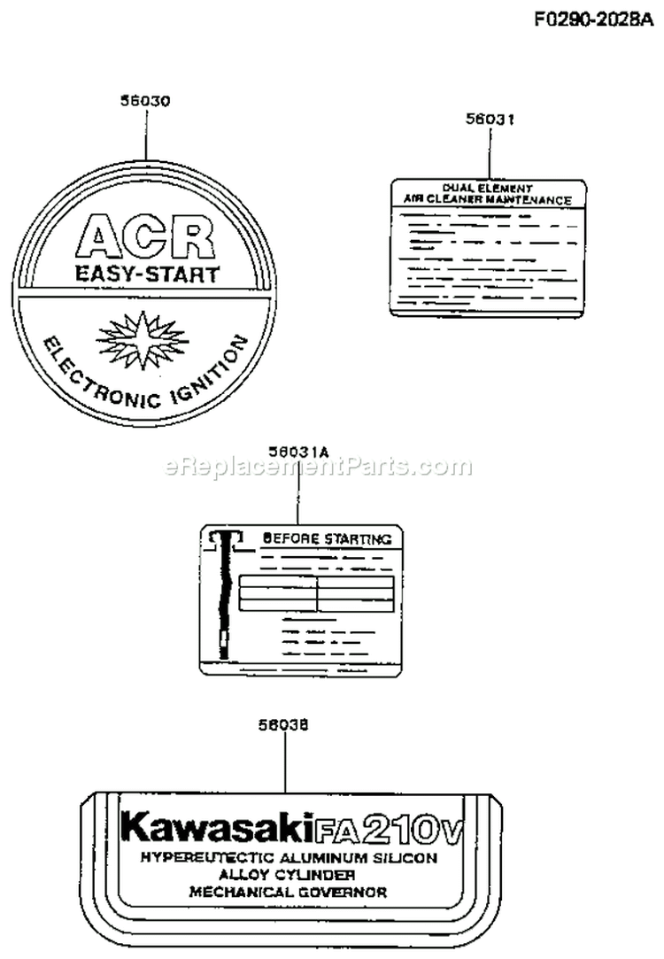 Page H Diagram and Parts List for FA210R AS02 Kawasaki Engine