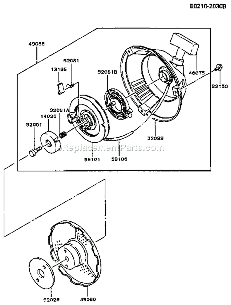 Page K Diagram and Parts List for FA210R BS01 Kawasaki Engine