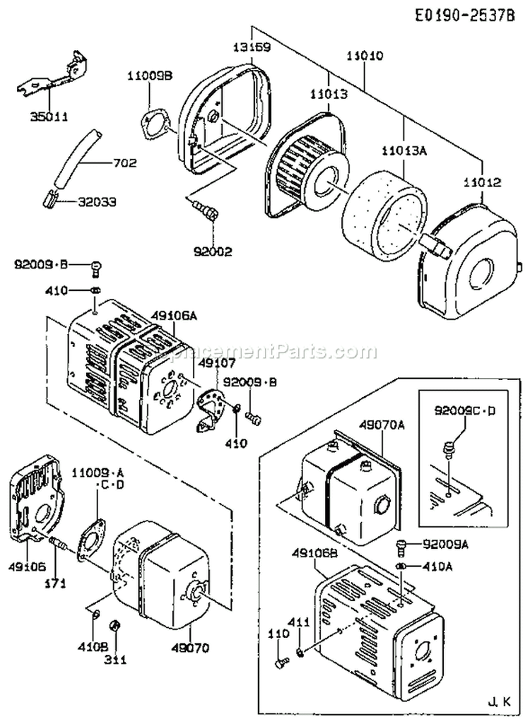 Page A Diagram and Parts List for FA210R KS00 Kawasaki Engine