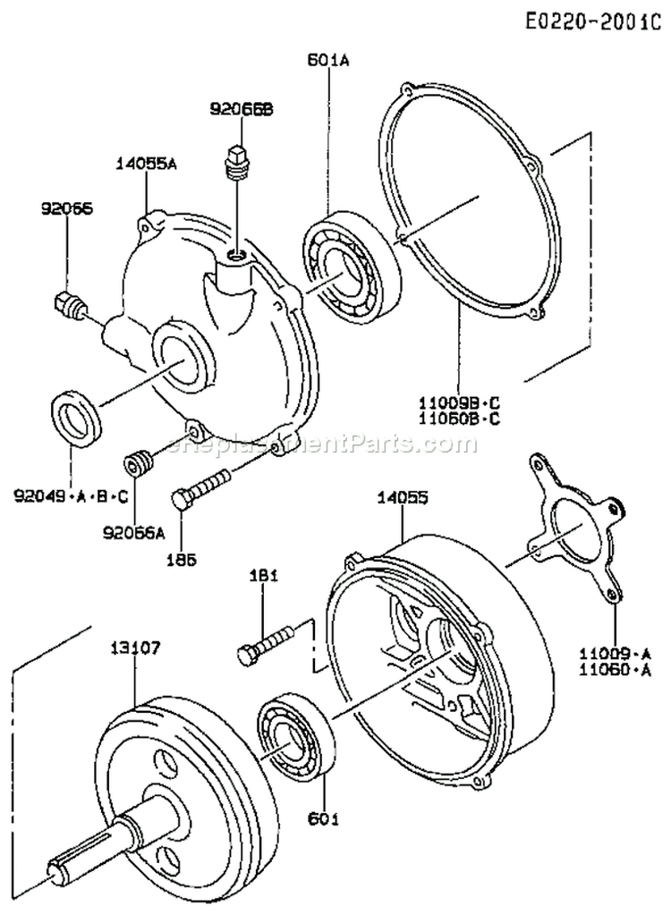 Page J Diagram and Parts List for FA210R KS00 Kawasaki Engine