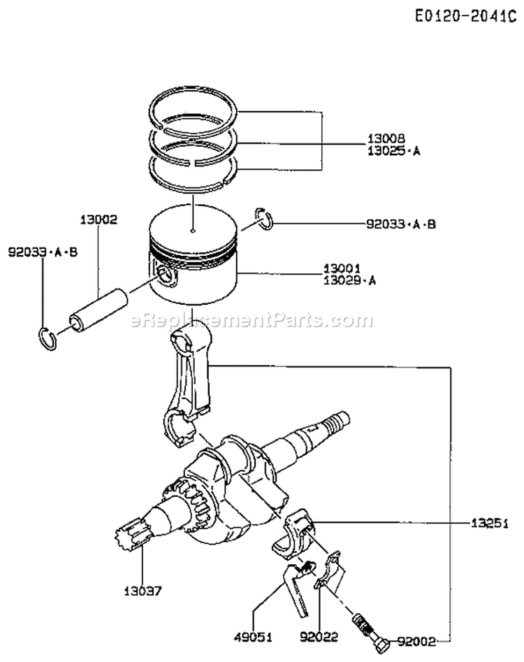 Page K Diagram and Parts List for FA210R KS00 Kawasaki Engine