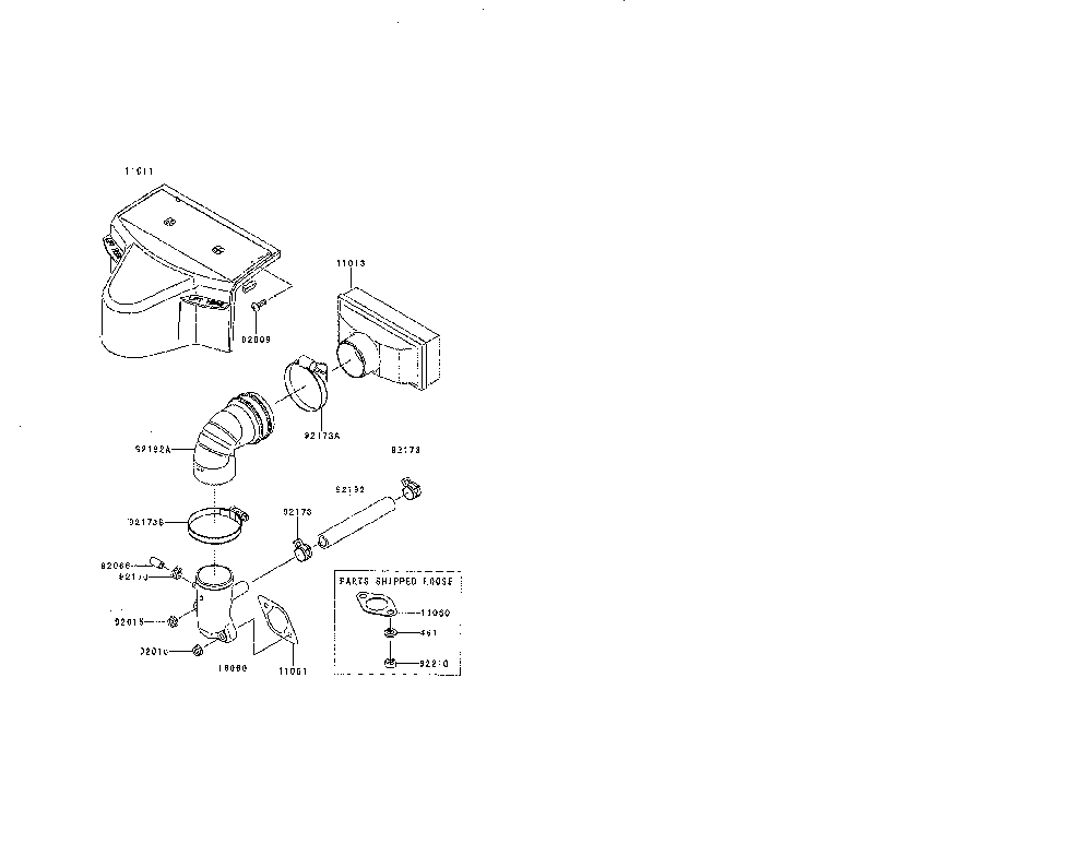Air-filter/muffler Diagram and Parts List for FR600V-AS00  Kawasaki Engine