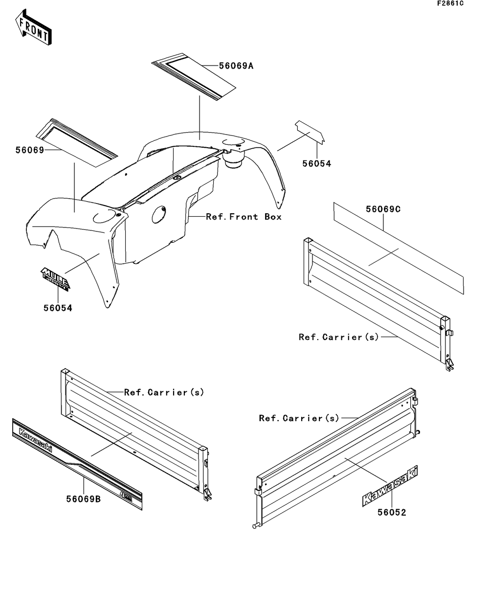 Decals(Black)(Ddf) Diagram and Parts List for KAF400DDF 2013 Kawasaki Lawn Tractor Accessories