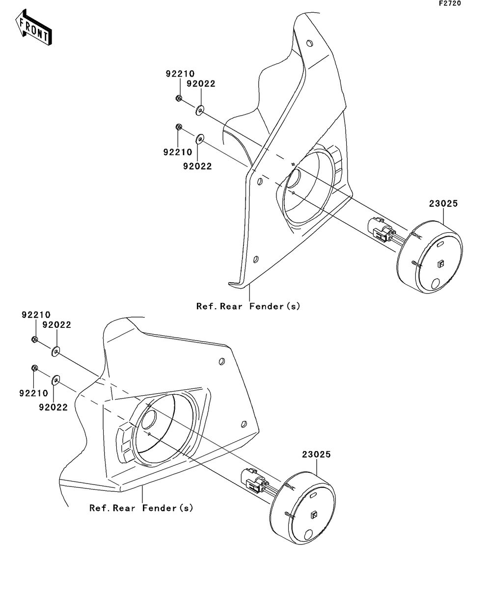 Taillight Diagram and Parts List for KRT750DCF 2012 Kawasaki Lawn Tractor Accessories