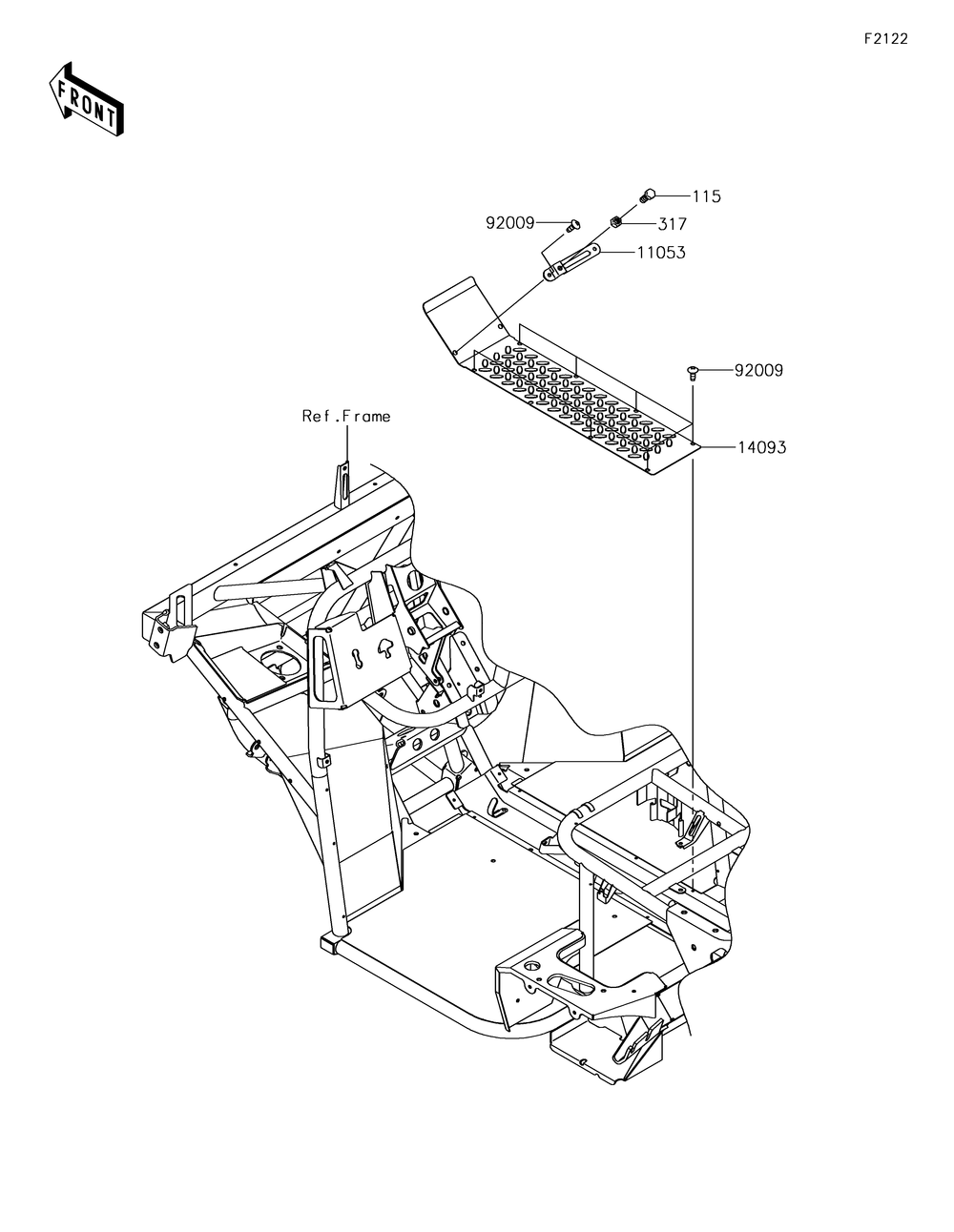 Engine Mount Diagram and Parts List for KAF400JKF 2019 Kawasaki Lawn Tractor Accessories