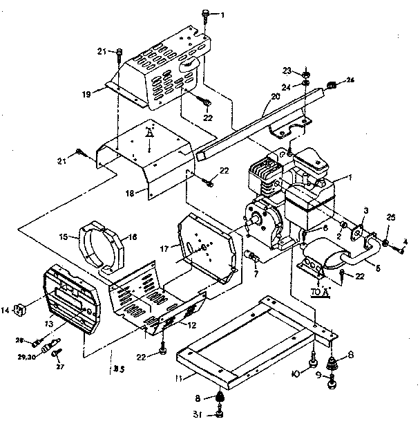 Sheet metal and base Diagram and Parts List for FA210D-1MP  Kawasaki Generator