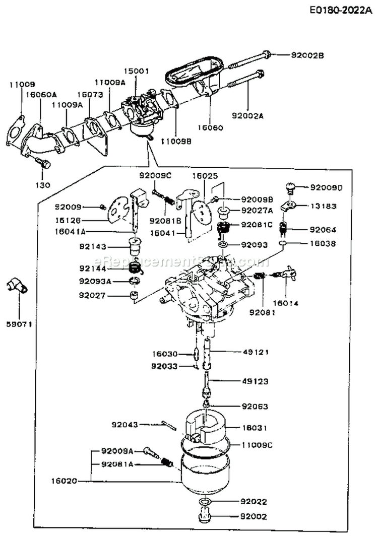 Page B Diagram and Parts List for FB460V-AS27  Kawasaki Engine