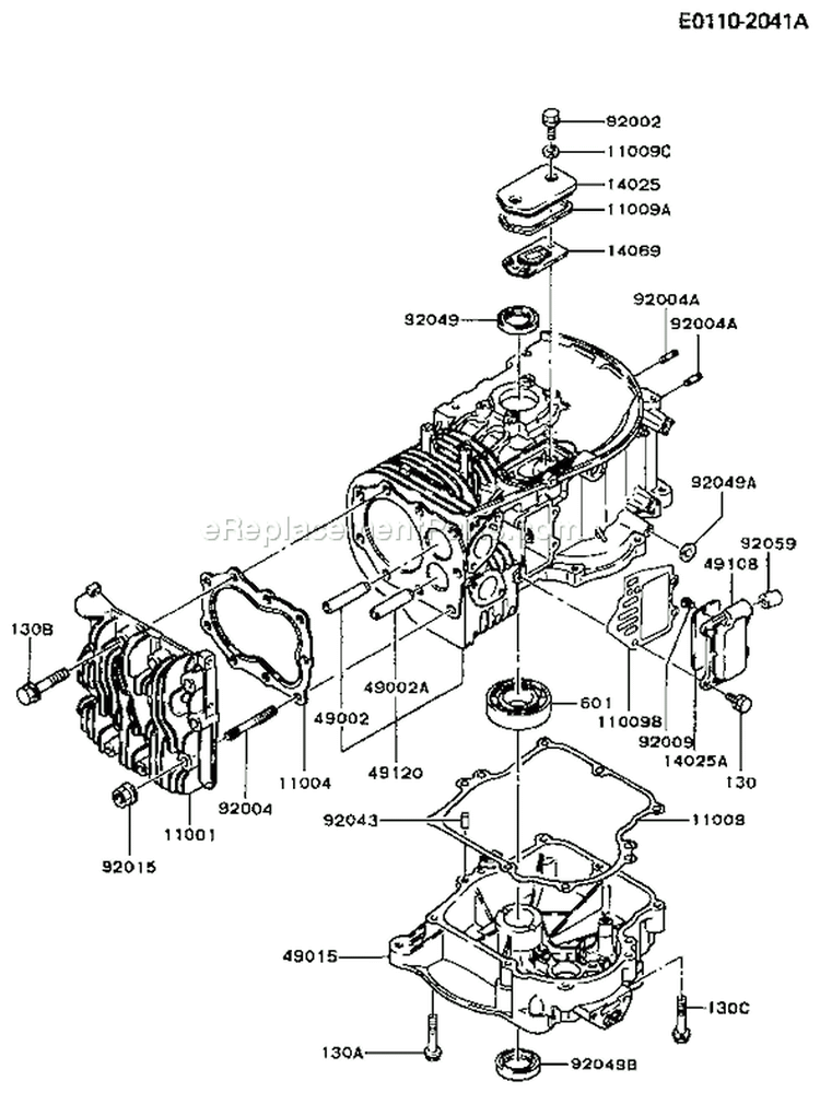 Page E Diagram and Parts List for FB460V-AS27  Kawasaki Engine