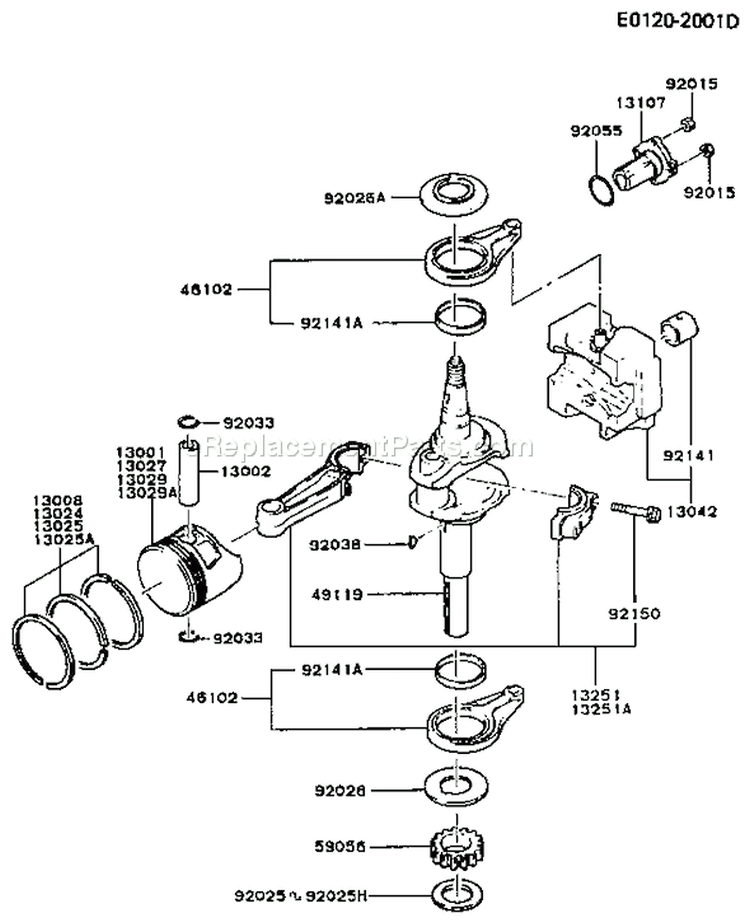 Page J Diagram and Parts List for FB460V-AS30  Kawasaki Engine