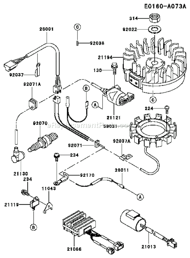 Page F Diagram and Parts List for FB460V AS36 Kawasaki Engine