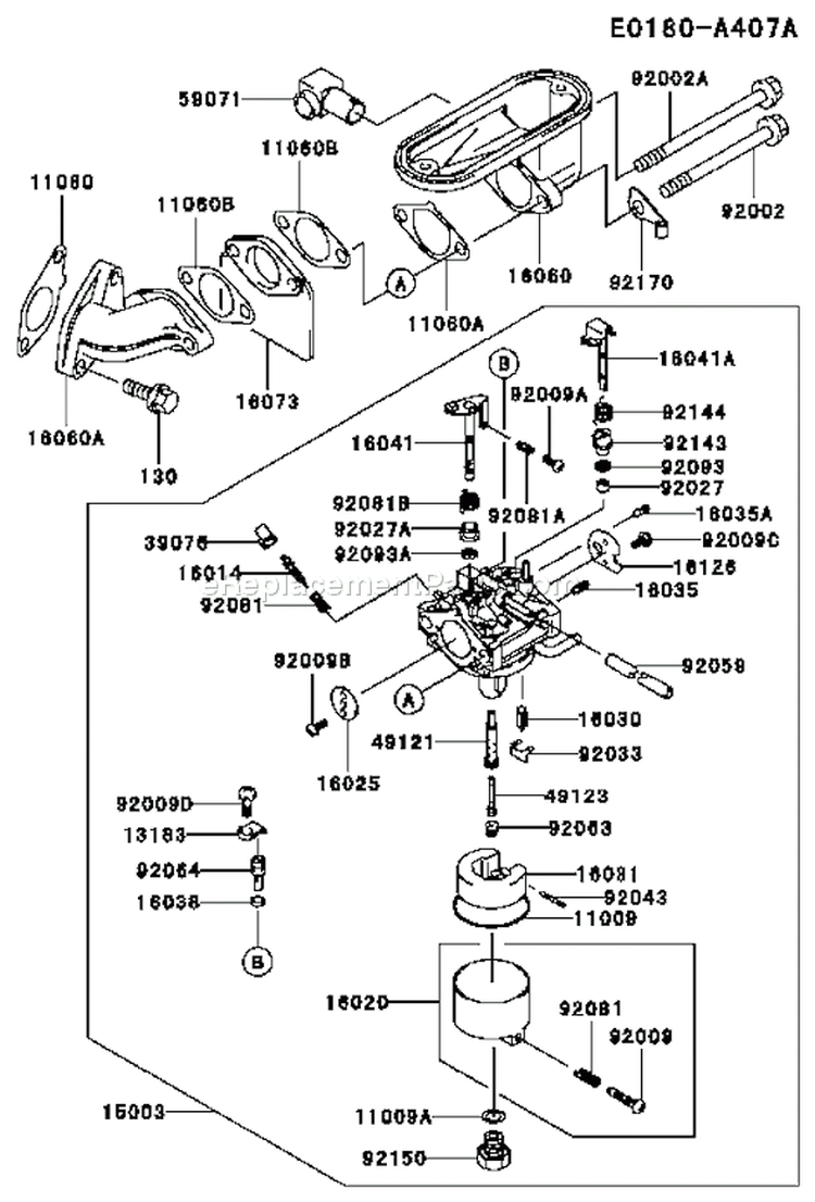 Page B Diagram and Parts List for FB460V AS37 Kawasaki Engine