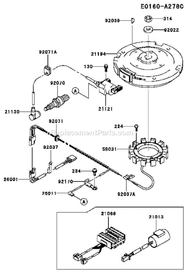 Page F Diagram and Parts List for FB460V AS37 Kawasaki Engine