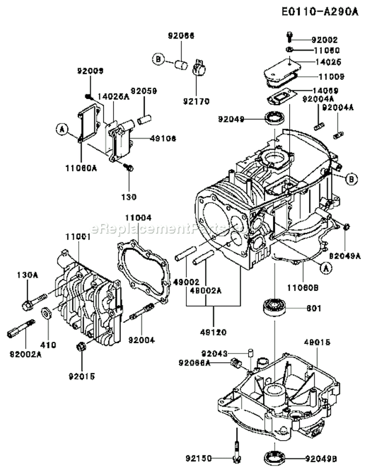 Page E Diagram and Parts List for FB460V AS38 Kawasaki Engine