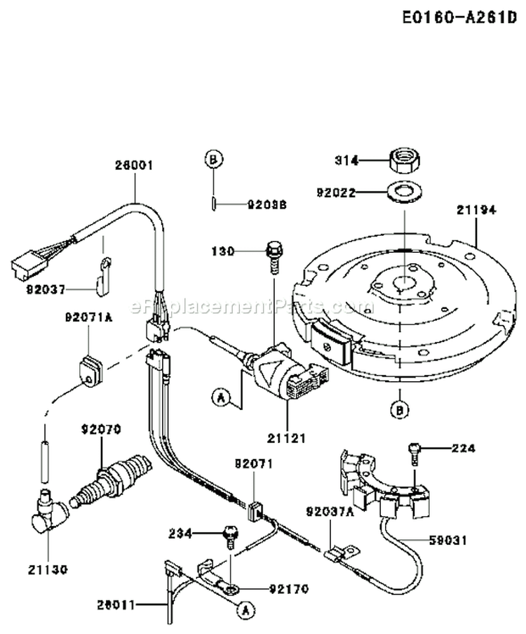 Page F Diagram and Parts List for FB460V AS38 Kawasaki Engine