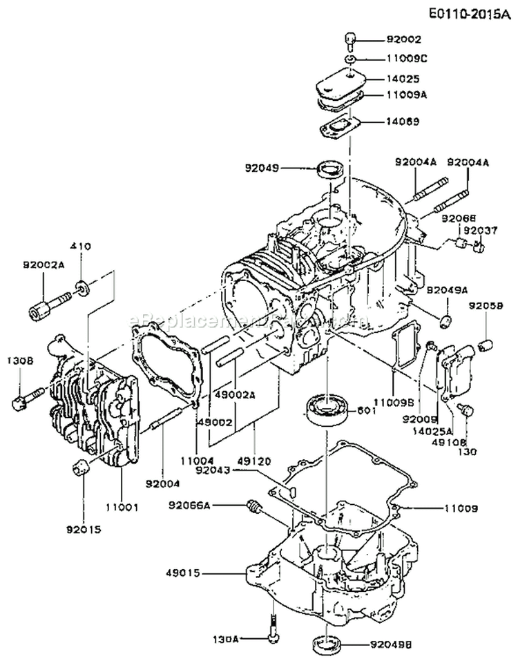Page E Diagram and Parts List for FB460V-BS11  Kawasaki Engine