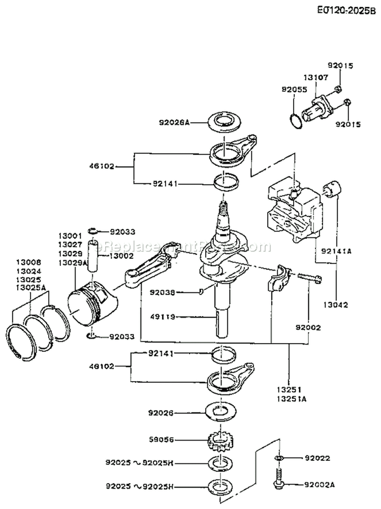Page J Diagram and Parts List for FB460V-AS17  Kawasaki Engine
