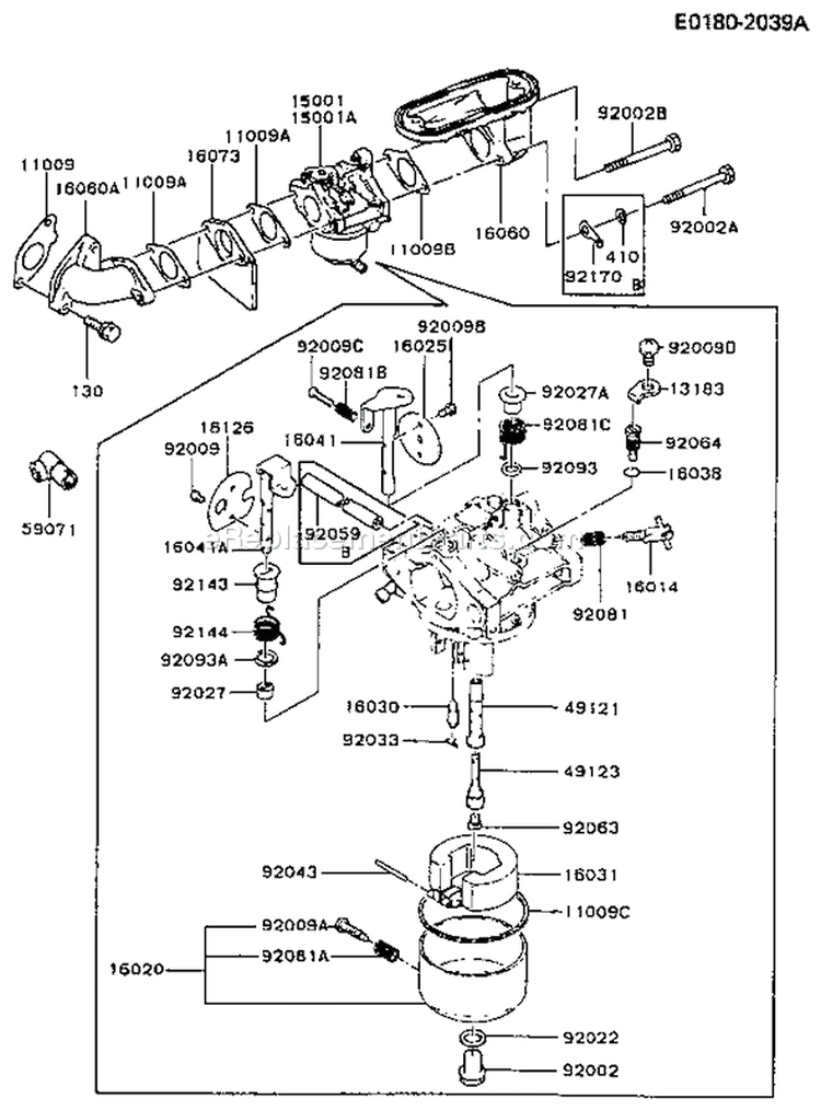 Page B Diagram and Parts List for FB460V-AS17  Kawasaki Engine