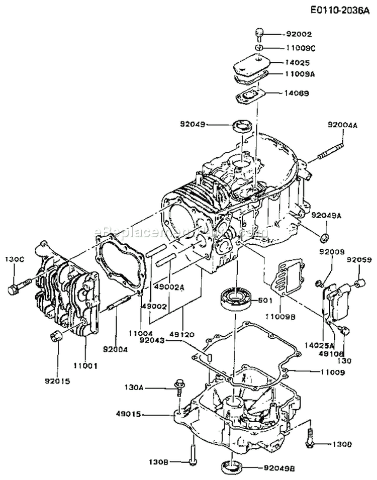 Page E Diagram and Parts List for FB460V-AS17  Kawasaki Engine