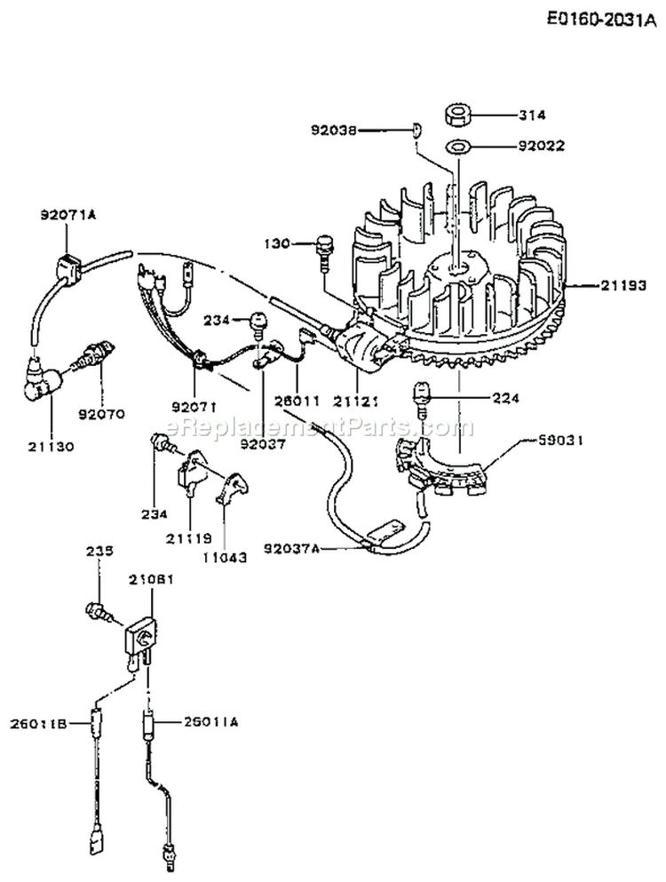 Page F Diagram and Parts List for FB460V-AS17  Kawasaki Engine