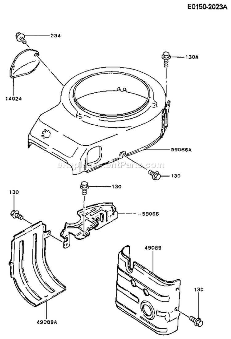 Page D Diagram and Parts List for FB460V-BS18  Kawasaki Engine