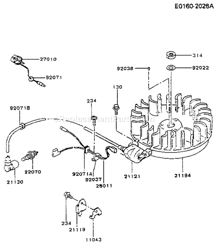 Page F Diagram and Parts List for FB460V-BS18  Kawasaki Engine