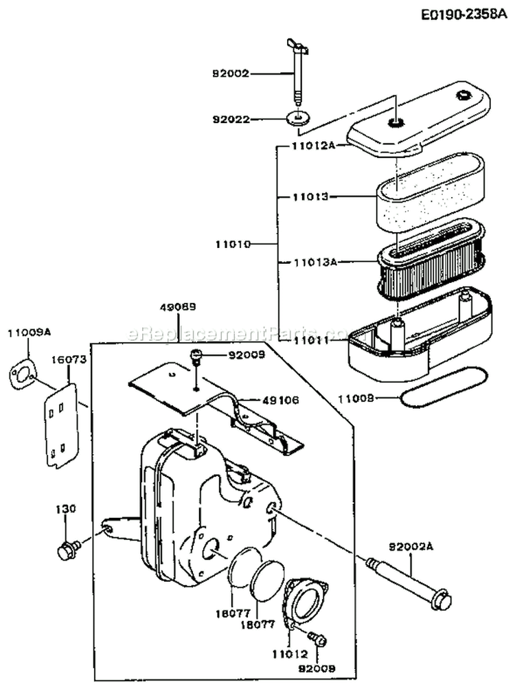 Page A Diagram and Parts List for FB460V-BS19  Kawasaki Engine