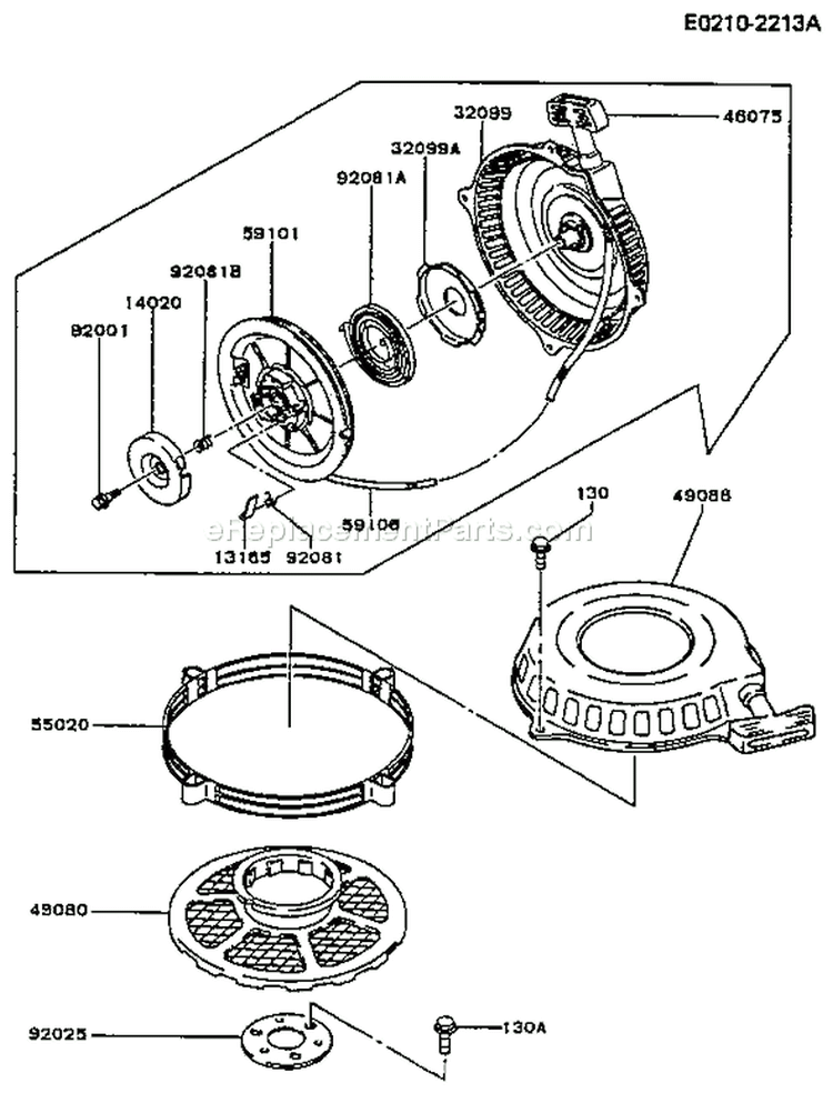 Page K Diagram and Parts List for FB460V-BS19  Kawasaki Engine