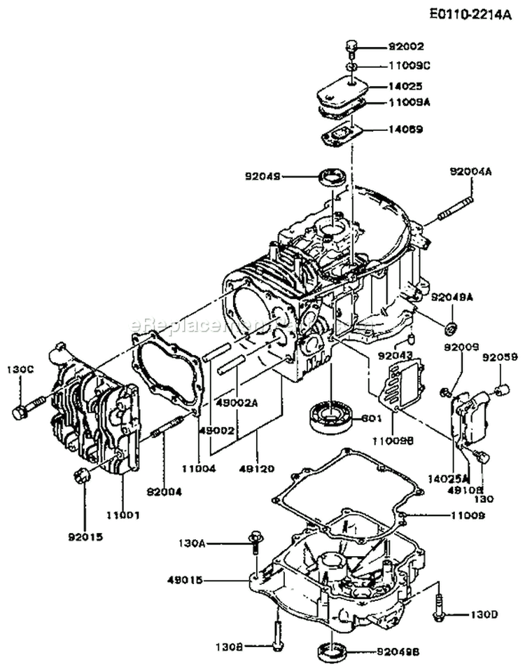 Page E Diagram and Parts List for FB460V-BS19  Kawasaki Engine