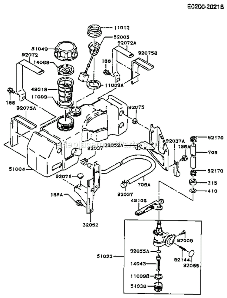 Page G Diagram and Parts List for FB460V-BS19  Kawasaki Engine
