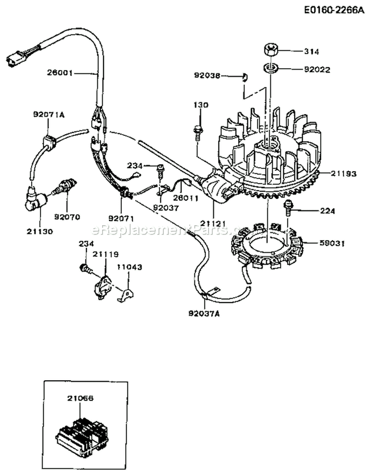 Page F Diagram and Parts List for FB460V-BS22  Kawasaki Engine