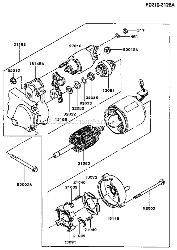 Page J Diagram and Parts List for FB460V-BS23  Kawasaki Engine