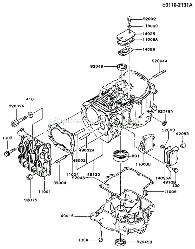 Page E Diagram and Parts List for FB460V-BS23  Kawasaki Engine