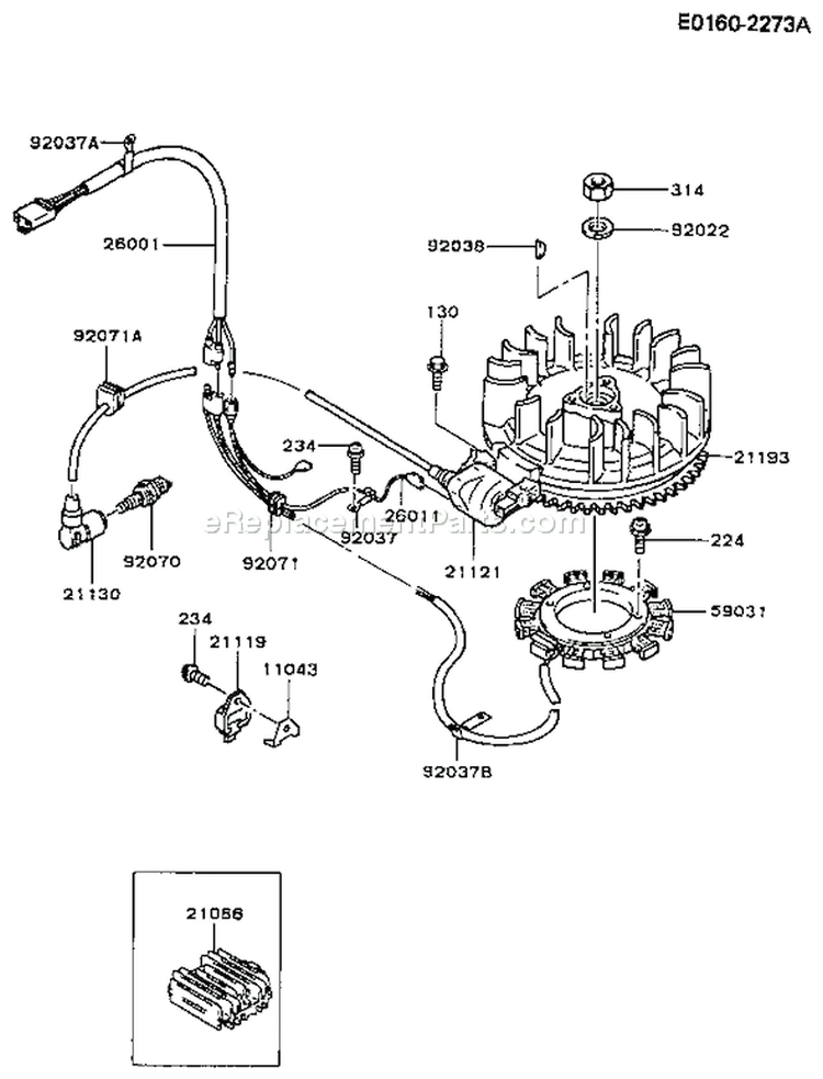 Page F Diagram and Parts List for FB460V-BS23  Kawasaki Engine