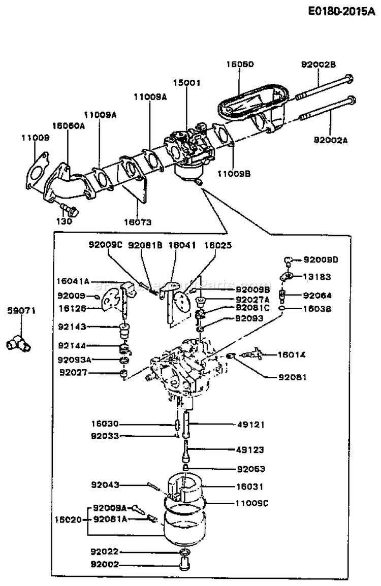 Page B Diagram and Parts List for FB460V-BS26  Kawasaki Engine