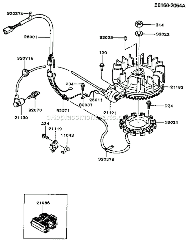 Page F Diagram and Parts List for FB460V-BS26  Kawasaki Engine