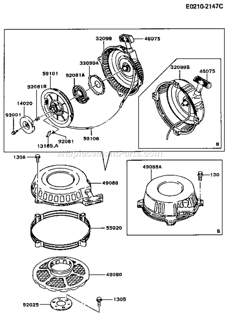 Page J Diagram and Parts List for FB460V BS29 Kawasaki Engine