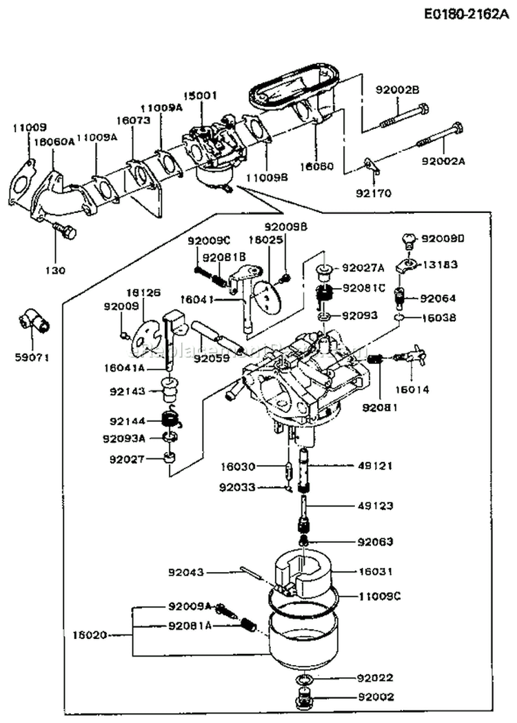 Page B Diagram and Parts List for FB460V-BS28  Kawasaki Engine