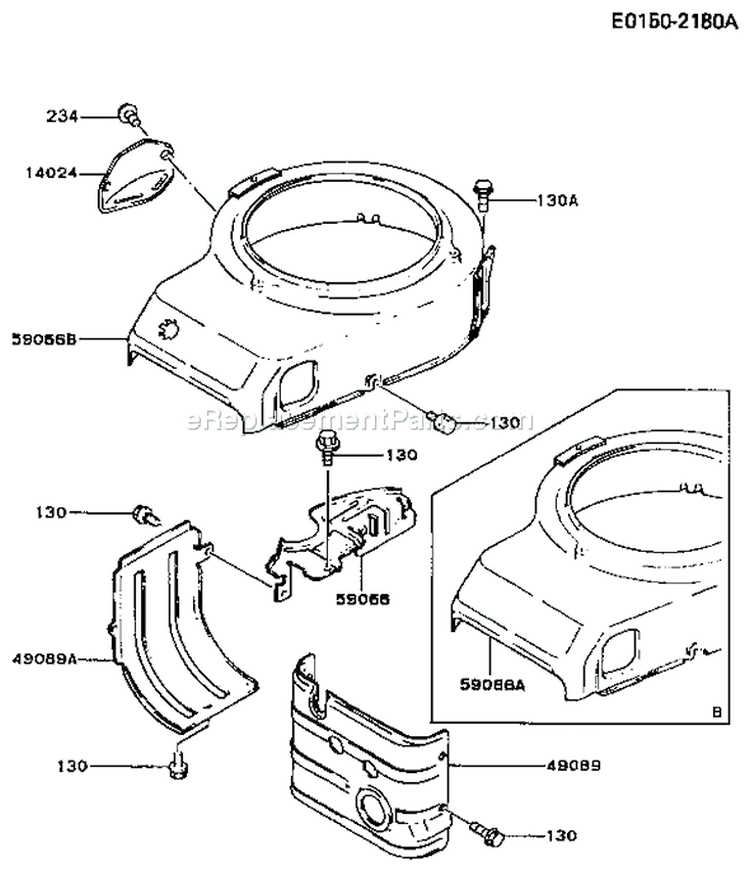 Page D Diagram and Parts List for FB460V-BS28  Kawasaki Engine
